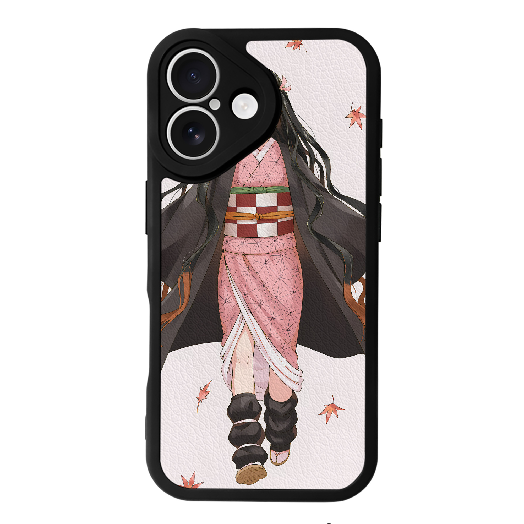 （画像用） 鬼滅の刃（きめつのやいば）竈門 禰󠄀豆子／かまど ねずこ Kamado Nezuko 【iPhone 16シリーズ対応】シリコンスマホケース（レザー調） 材質：シリコン